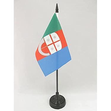 Imagem de Bandeira de mesa Liguria 10 cm x 15 cm - Itália - Bandeira de mesa da região italiana 15 x 10 cm - Bastão e base de plástico preto - AZ FLAG