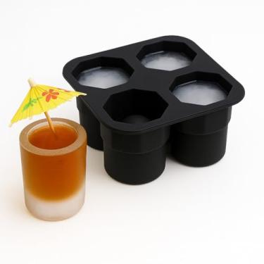 Imagem de Forma De Gelo de Silicone Copo Drink Bebidas Molde Ice Shots Cozinha Restaurante(1,Preto)