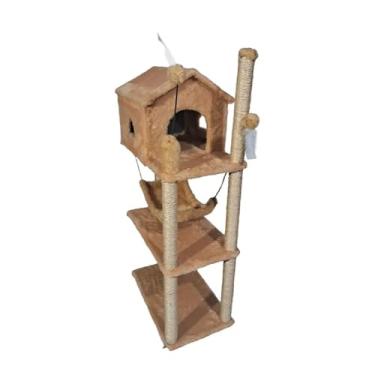 Imagem de Arranhador para gatos Casa com 3 níveis (Bege)