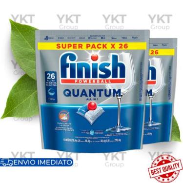 Imagem de Kit 2x Finish Detergente Tabletes Powerball Quantum 26u Lava Louças Or