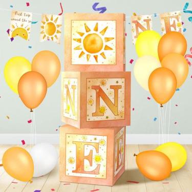 Imagem de Caixas de balão Honoson, decoração de festa de 1º aniversário, 3 unida