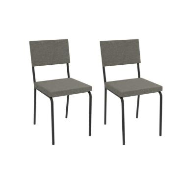 Imagem de Cadeira De Cozinha Zaria 2c128prf Aço Kit 2 Un Preto-linho Escuro - Kappesberg