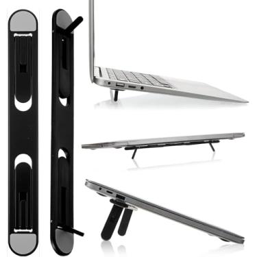Imagem de Suporte para laptop, suporte de computador para teclado de mesa, acessórios de mesa de escritório, suporte para tablet Work from Home Essentials, preto, dobrável, suporte de plástico invisível
