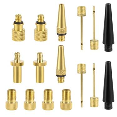Imagem de Conjunto de adaptador de válvula de bicicleta com 16 peças, adaptador de válvula de pneu de latão, agulha de bomba esférica, adaptador FV/AV AV/EV EV/FV, bicos infláveis para válvula Presta Schrader