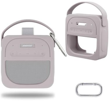 Imagem de Capa protetora de silicone para alto-falante Bluetooth portátil Bose New SoundLink Micro 2ª geração, estojo de viagem portátil com mosquetão (branco) - co2CREA