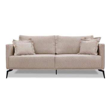Imagem de Sofá 2 Lugares Pé De Ferro Preto Rafaela 160 Cm Linho S04 - D'rossi Cor Areia
