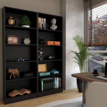 Imagem de Estante para Livros Alexa 8 Prateleiras Preto - Panorama Móveis, Preto