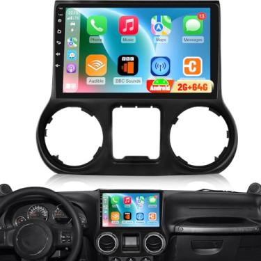 Imagem de EKAT 2 + 64 G para Jeep Wrangler Radio 2011 2012 2013 2014, tela sensível ao toque de 10 polegadas Android Wrangler Car Stereo, Carplay/Android Auto/EQ Audio/SWC/Bluetooth