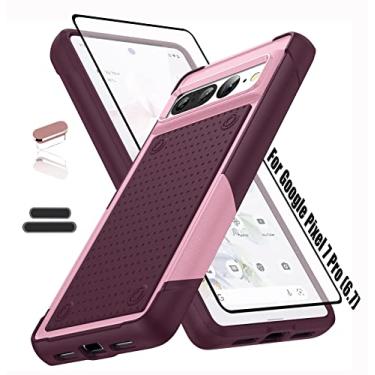 Imagem de ymxdmd Capa resistente para Google Pixel 7 Pro de 6,7 polegadas, 4 cantos com airbags [proteção contra quedas de 3,7 m], antiderrapante texturizada com suporte amortecedor, carregamento sem fio, capa