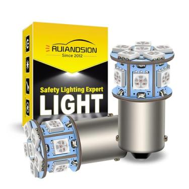 Imagem de Ruiandsion 2 lâmpadas de LED amarelas/âmbar 6V 1156 BA15S 5050 12SMD para luzes traseiras de seta de seta, sem polaridade