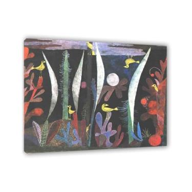 Imagem de Paul Klee Canvas Wall Art Paisagem com Pássaros Amarelos Pôster Vintage Clássico Pintura a Óleo Pintura Mestre Impressão Adequada Sala de Estar Escritório Decoração de Parede Legal 95x80cm (37x31