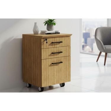 Imagem de Gaveteiro P- Escritório Me-4196 C- 3 Gavetas (1 C- Chave) Amêndoa - Tecno Mobili