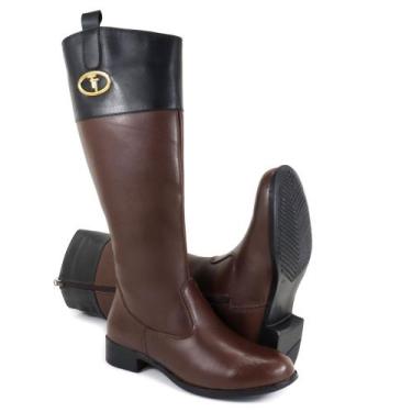 Imagem de Bota montaria feminina hipismo em couro arietto, Marrom, 37