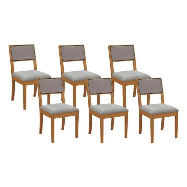 Imagem de Kit 2 Cadeiras Sala Jantar Lola 6 Un Carvalho Linho Cinza Tela Grafite A056b