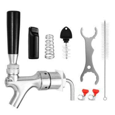 Imagem de Dbgogo Kit de torneira de haste de linha de cerveja de rascunho, conjunto de substituição de dispensador de torre Kegerator com chave inglesa de mola de fechamento automático sem vazamento 15 pés