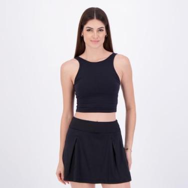 Imagem de Top Fila Long Life Ribbed Feminino Preto e Branco, M