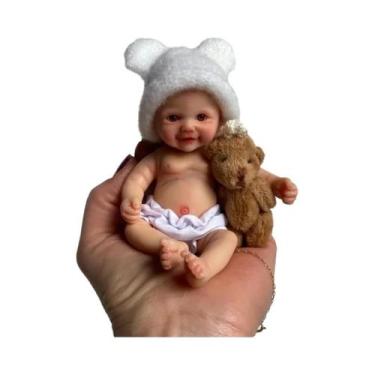 Imagem de Boneca Reborn de Silicone Mini Palma - 14-15cm, Lavável e com Toque Re