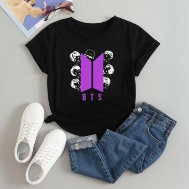 Imagem de Camiseta 100% Algodão Feminina Estampa BTS Desenho Cartoon 615 Alta Qu