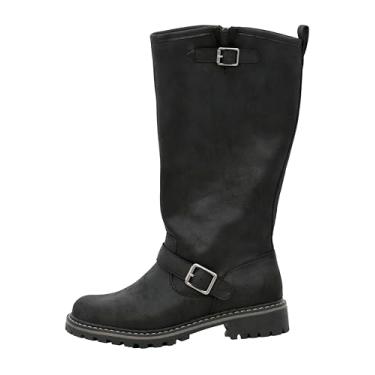 Imagem de Corkys Footwear Bota feminina Carny, com fivela ajustável na parte superior e ao redor do tornozelo, palmilhas de EVA macias e acolchoadas para uso o dia todo. e uma sola saliente, Preto, 41