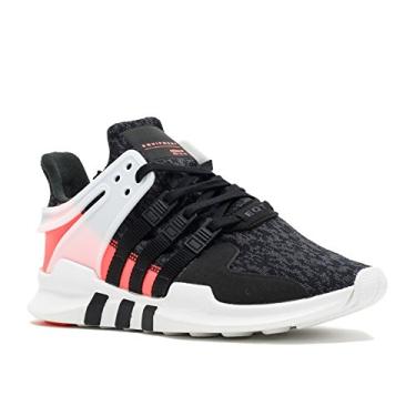 Imagem de adidas Originals Tênis de corrida unissex para crianças EQT Adv J, Tecido preto/preto/turbo, 6 Big Kid