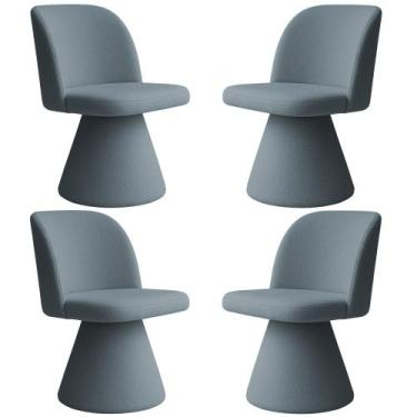 Imagem de Kit 04 Cadeiras de Jantar Base Fixa Liz Bouclé Azul Claro - Nexta Casa