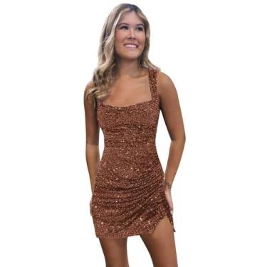 Imagem de Vestido de boas-vindas BOLENSYE Plus Size Castanho de Lantejoulas US16
