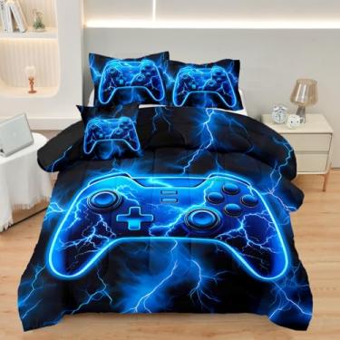 Imagem de ASKOTU Jogo de cama completo para meninos, 4 peças, conjunto completo de edredom para meninos