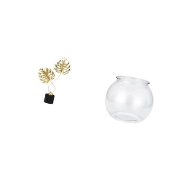 Imagem de Fenteer Escultura de Folha de Ferro E Ornamento de Aquário Pequeno Transparente para Mesa, Armário, Mesa de Escritório, Decoração de Casa, Presente de Inaugur