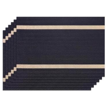 Imagem de Privalace Jogo americano de mesa de jantar, conjunto de 6 tapetes de mesa laváveis antiderrapantes resistentes ao calor, tapetes de PVC duráveis para festas de jantar ao ar livre.