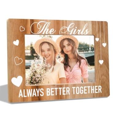 Imagem de BKDJPC Porta-retrato de irmãs, porta-retrato de mesa de madeira para amigas, molduras The Girls Always Better Together, presentes de aniversário, formatura, Natal para irmãs amigas e amigas, serve