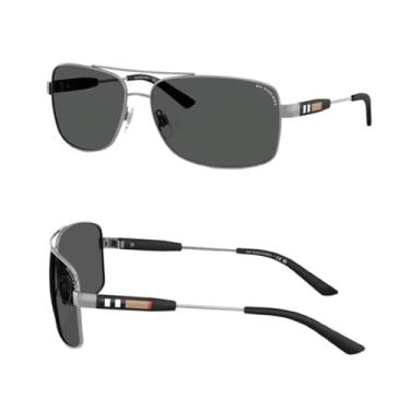 Imagem de BURBERRY BE3074 Óculos de sol retangulares com kit de óculos - protetores de nariz ajustáveis - Óculos de sol masculinos de designer, Armação de bronze | Lente cinza