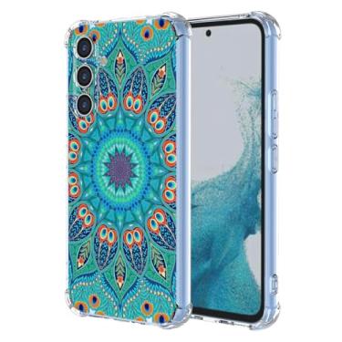 Imagem de WEIOUHR Capa para Galaxy A54 5G Samsung A54 5G Capa protetora de TPU macio transparente, design em relevo verde, resistente a arranhões, proteção leve, para Samsung Galaxy A54 5G (verde pavão)