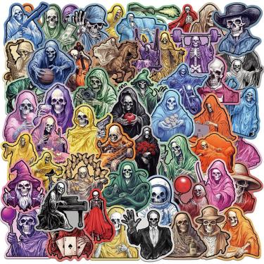 Imagem de Pacote de adesivos Gothic Skeleton, 55 unidades, Grim Reaper, impermeável