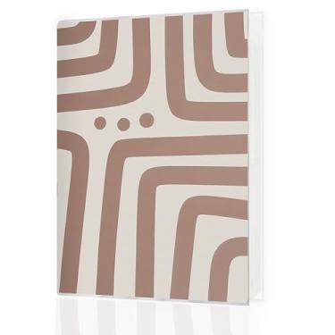 Imagem de Qnhij Álbum de fotos boêmio abstrato moderno neutro 10 x 15 comporta 36 fotos, pequeno álbum de fotos minimalista forrado em marrom e bege, lembrança para aniversário de família, viagens e férias