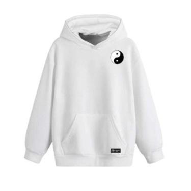 Imagem de Blusão Moletom Canguru Yin Yang Infantil Personalizado com Capuz e Bolso-Unissex