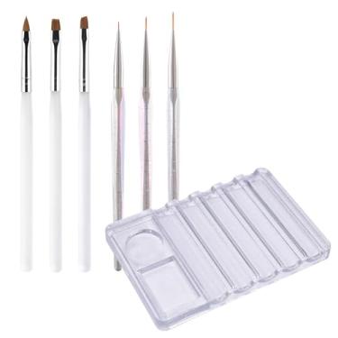 Imagem de KAZIPOP Conjunto de pincéis de arte de unhas com paleta de mistura de esmalte multifuncional, ferramentas de design de arte de unhas, pincéis de pintura de unhas, suporte de caneta para canetas de