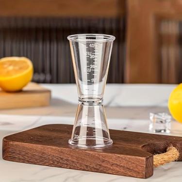 Imagem de Copo de medição de cabeça dupla, copo medidor transparente de onças com balança para medidas precisas de coquetéis e assados na cozinha de festa e bar de restaurante