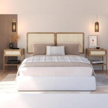 Imagem de Cabeceira Queen 160cm e 2 Mesas Laterais 1 Gaveta Industrial Indy A03 Hanover - Lyam Decor