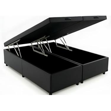 Imagem de Cama Box Baú King Bipartido 96 Blindado Diversas Cores - (193x203x42) (Corino Preto)