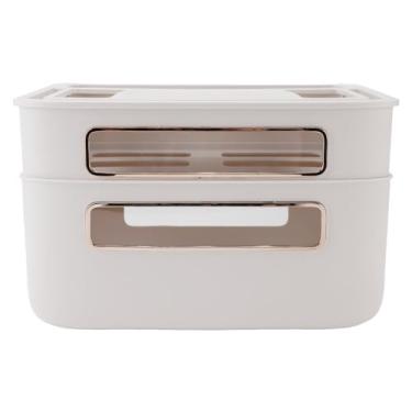 Imagem de SUNGOOYUE Caixa de Armazenamento do Roteador de Gerenciamento de Cabos de 2 Camadas Com Tampa, Ocultar a Capa do Modem Roteador para Organizador de Mesa Sala de Estar Quarto Sala de Estudo