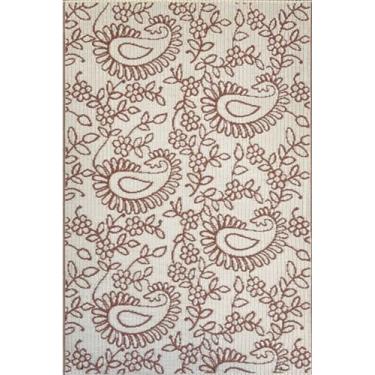 Imagem de Mad Mats Tapete Paisley Off White & Brown Outdoor 1,8 m x 2,5 m - Plástico Reciclado, Reversível e Resistente a UV