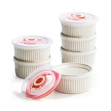 Imagem de Getstar Creme Brulee Ramekins, conjunto de 6 assadeiras de cerâmica pequenas de 118 ml, seguro para forno, lavável na lava-louças