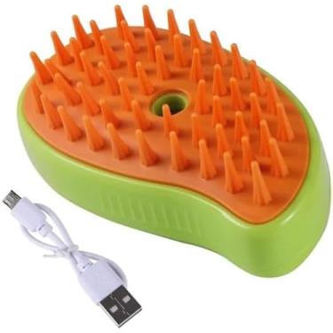 Imagem de Escova Pet Elétrica a Vapor 3 em 1 Recarregável USB Para Cães e Gatos – Tira Pelo, Massageia e Limpa a Pelagem