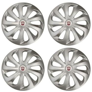 Imagem de Jogo de calota esportiva aro 15 velox silver + emblema resinado fiat v