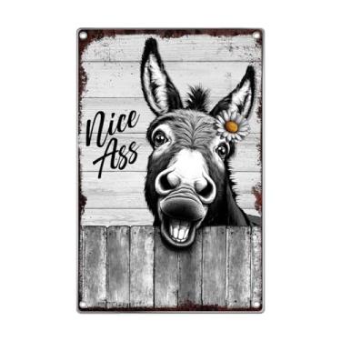 Imagem de Nice Ass Donkey Metal Sign Funny Farmhouse Wall Art Retro Tin Poster Vintage Banheiro Bar Decoração de Casa de Banho Decoração Rústica 8 x 12 polegadas Interior Exterior Alumínio