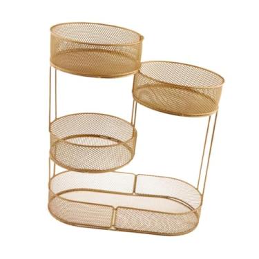 Imagem de IEUDNS Cesta de frutas de, suporte de servir, balcão de mesa de entrevistas de entrevista, suporte de armazenamento de legumes, stand stand stand, Ouro