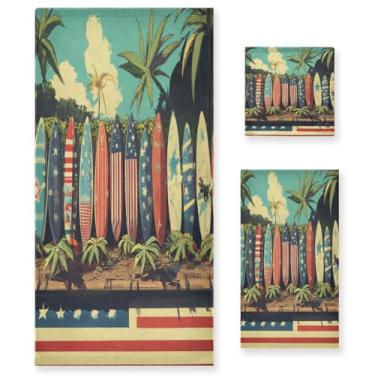 Imagem de Blueangle Conjunto de toalhas com bandeira americana - 3 peças de toalhas de banheiro macias absorventes para spa e decoração de casa (inclui banho, toalha de mão e toalha) #201