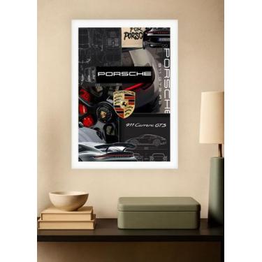 Imagem de Quadro Porsche GT3 com Vidro e Moldura Branca Tam:A4 - Spark Loja