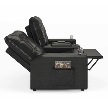 Imagem de Poltrona Reclinável Para Cinema Parma 2 Lugares Baú Usb Pu Brilho Fh1 - D'rossi Cor Preto