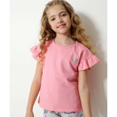 Imagem de Blusa Infantil Manga Curta Textura Marisa Tam 4 a 10-66102, 6, Rosa